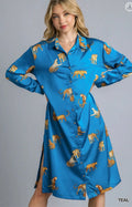 Teal Safari Satin Dress