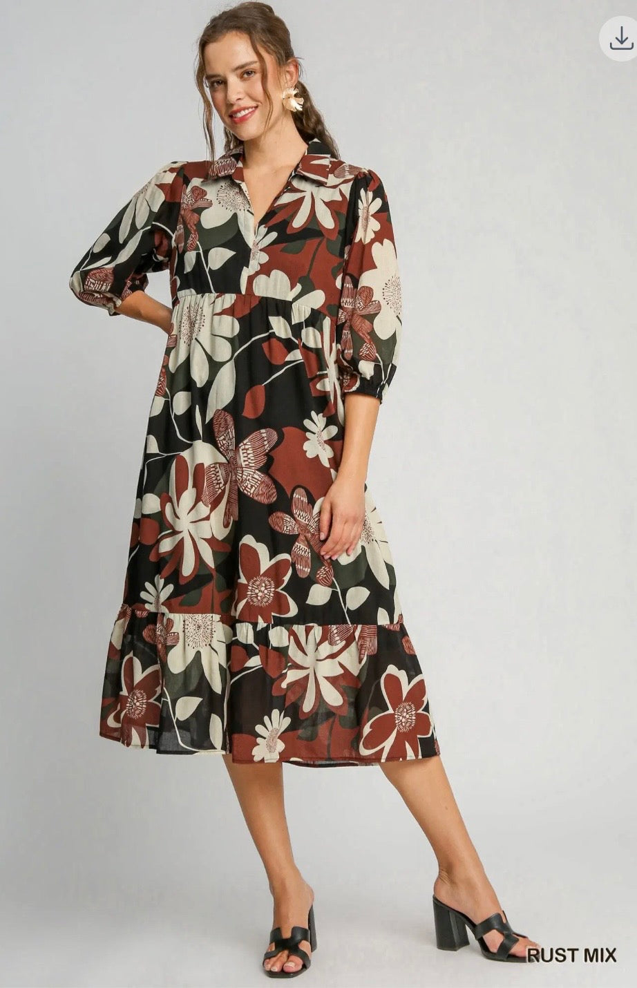 Autumn Bloom Midi Dress