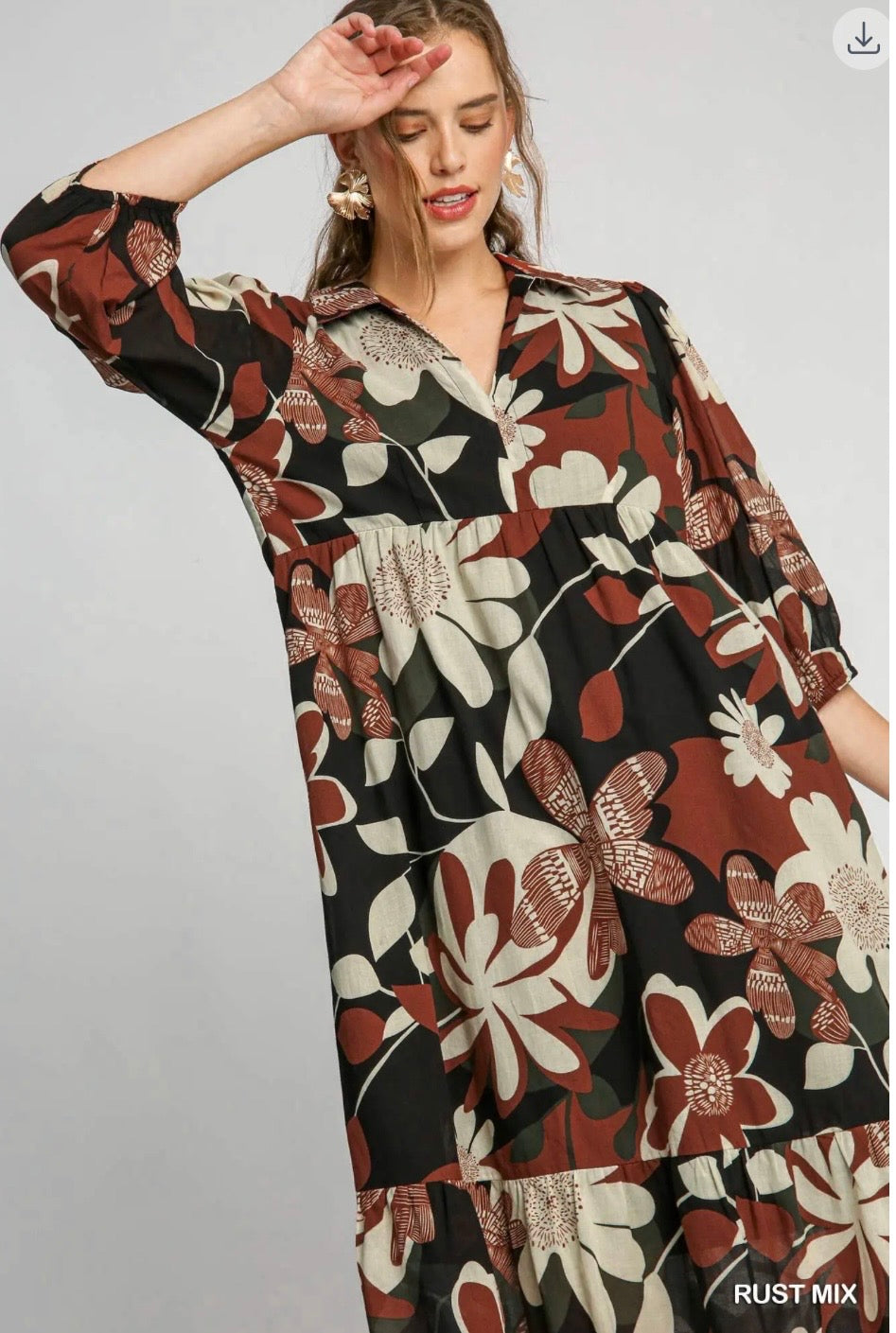 Autumn Bloom Midi Dress