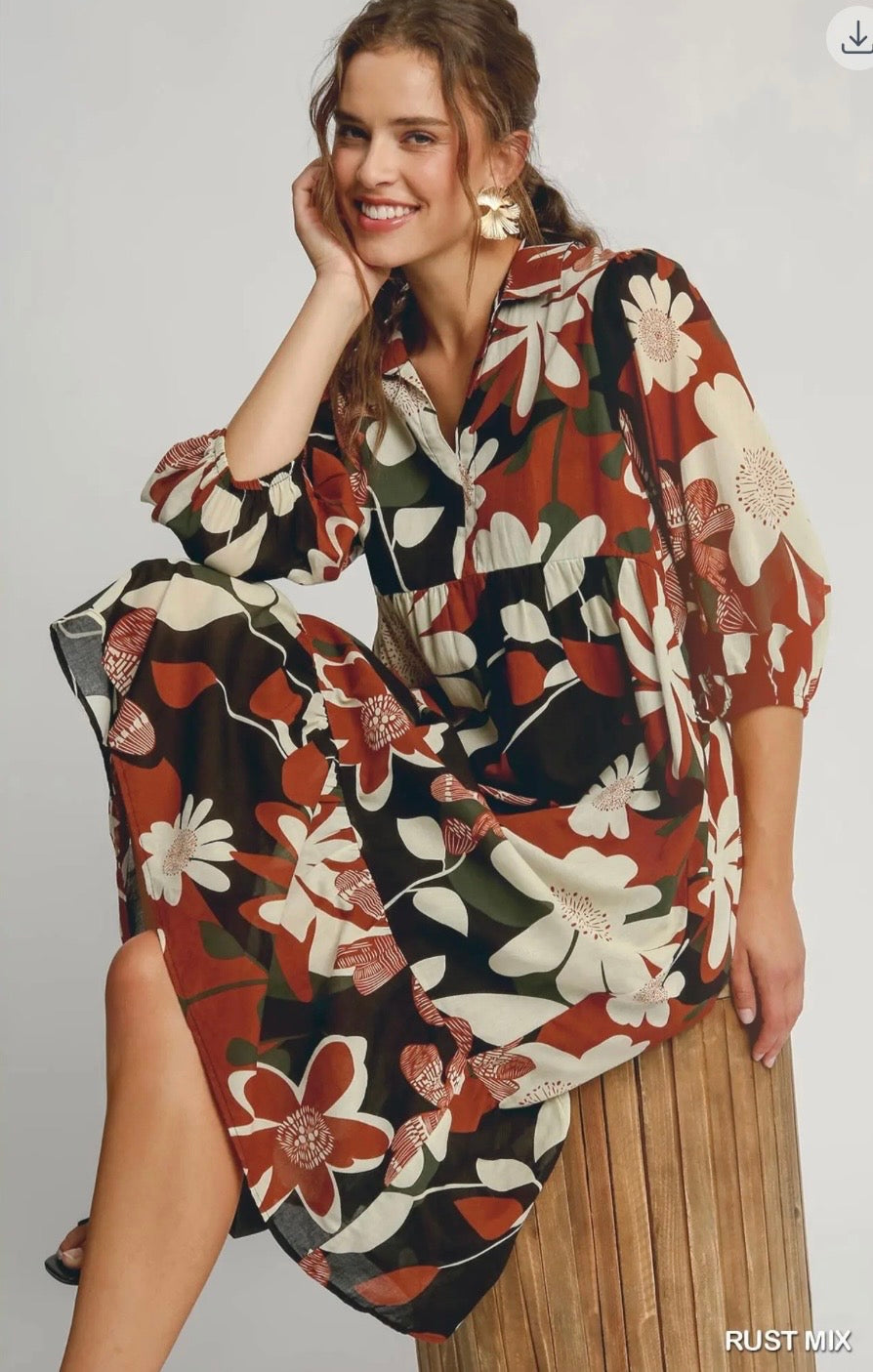 Autumn Bloom Midi Dress